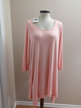 White Mark Coral Pink Makayla Scoop Neck Tunic Top 2XL